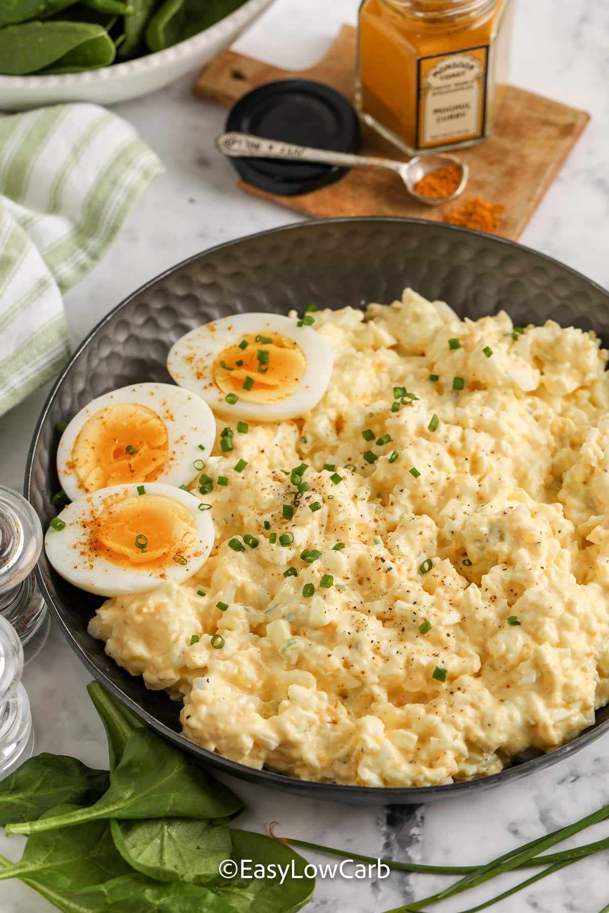 curried egg salad in a bowl