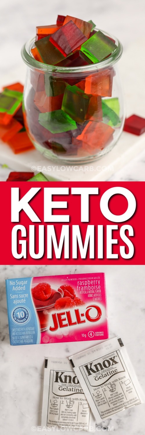 keto gummies and ingredients with text