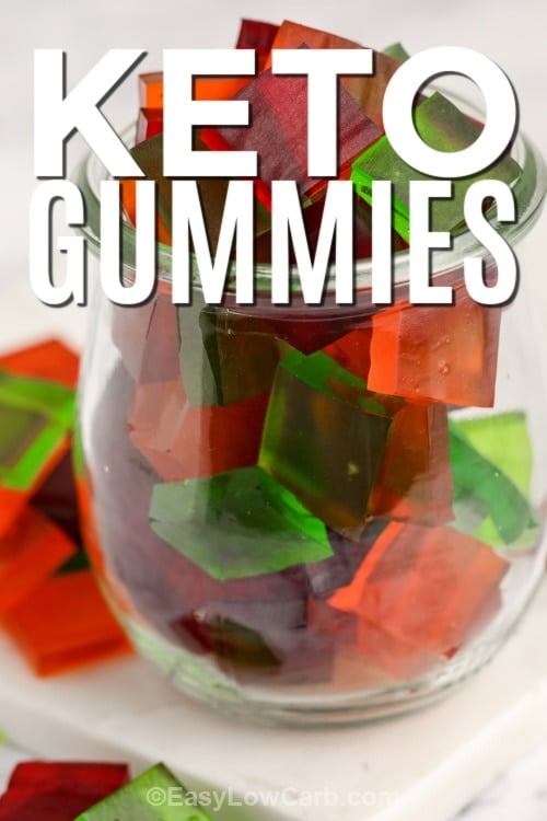 keto gummies in a glass jar with text