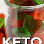 red, green, and orange keto gummies with text