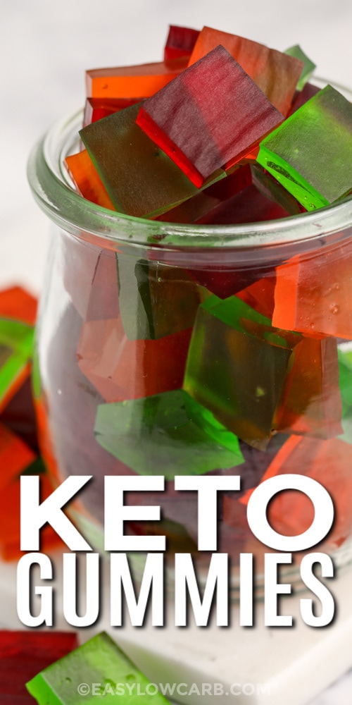 red, green, and orange keto gummies with text
