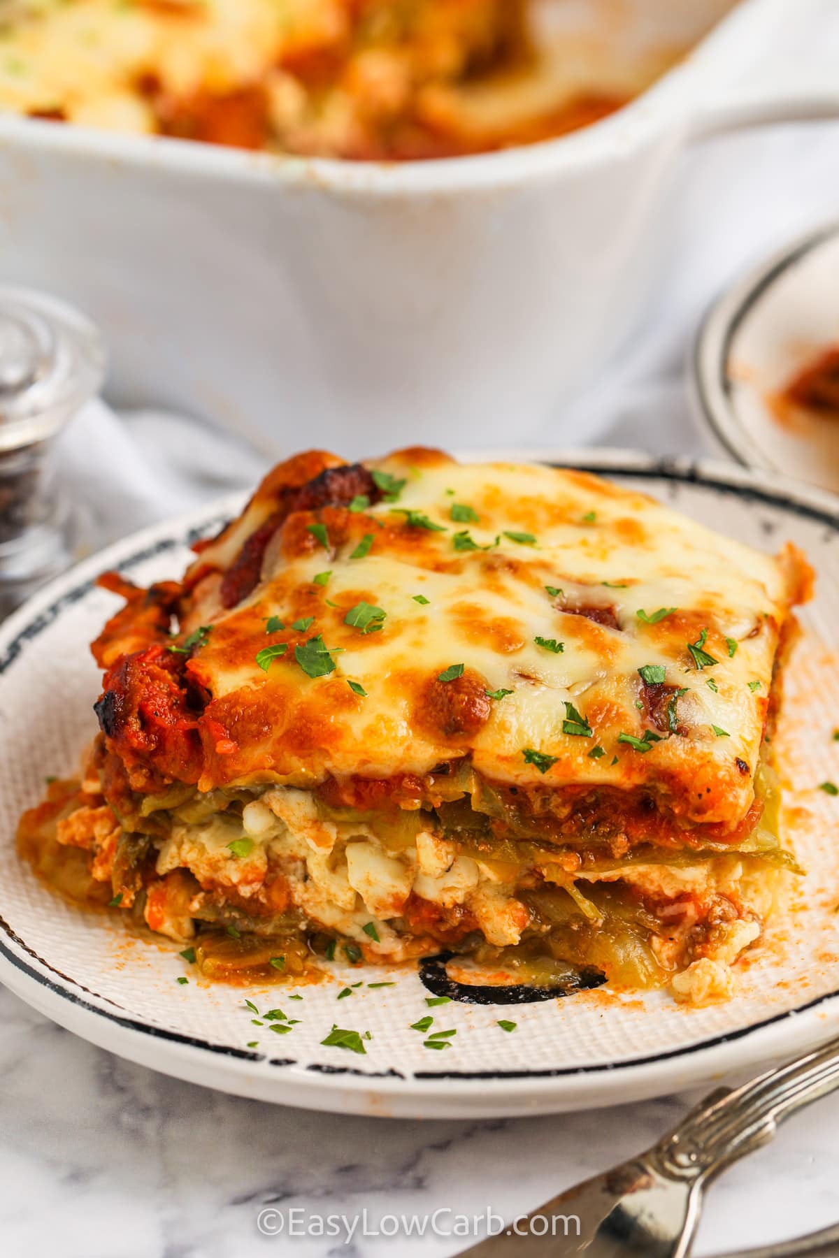 plated slice of Cabbage Lasagna