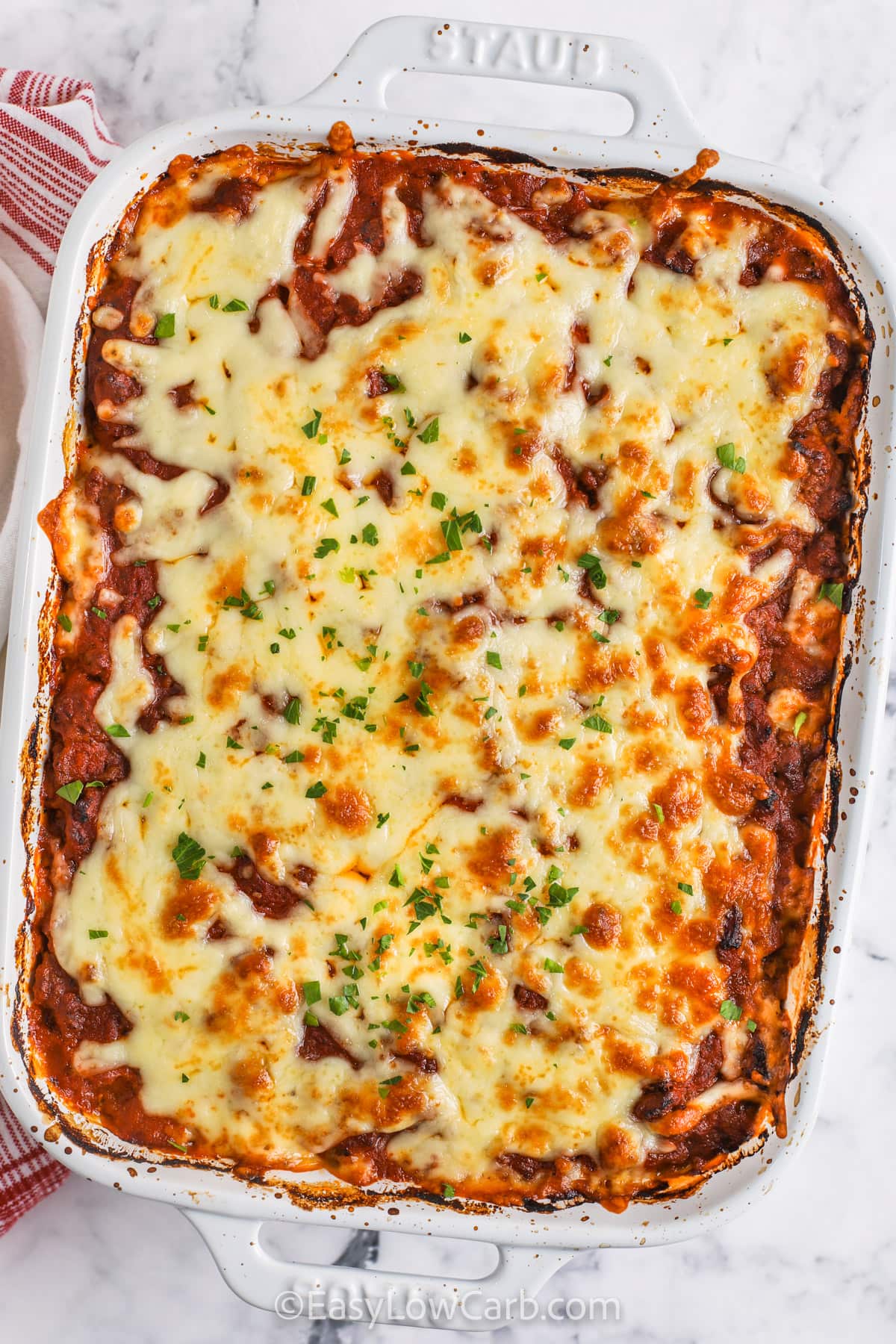 baked Cabbage Lasagna in the pan