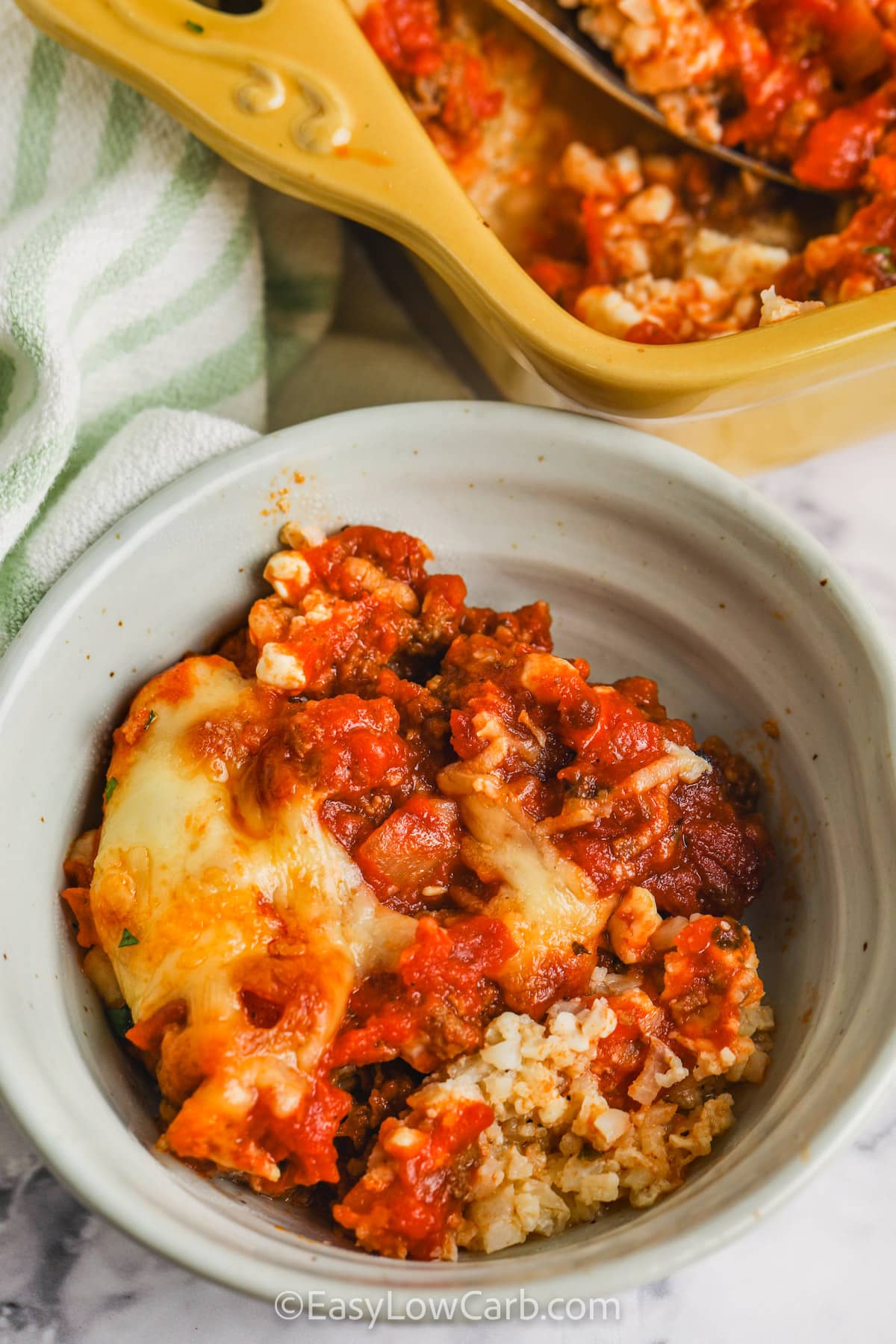 Low Carb Beef And Tomato Casserole in a bowl