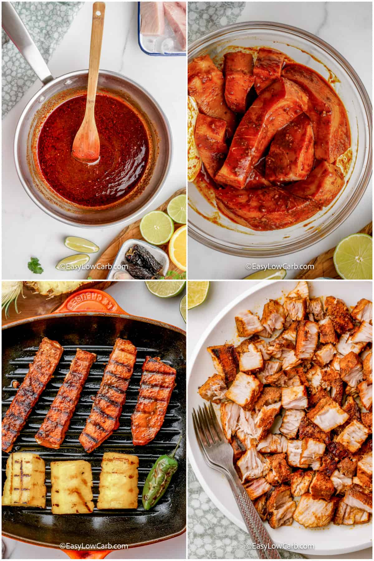 process of marinating and cooking fish for Grilled Fish Tacos