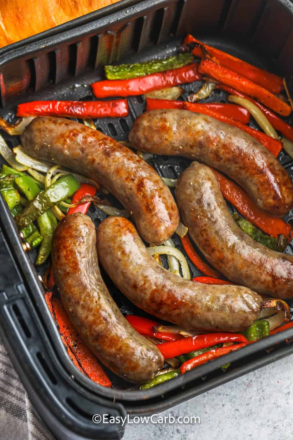 Air Fryer Brats With Peppers And Onions Easy Low Carb
