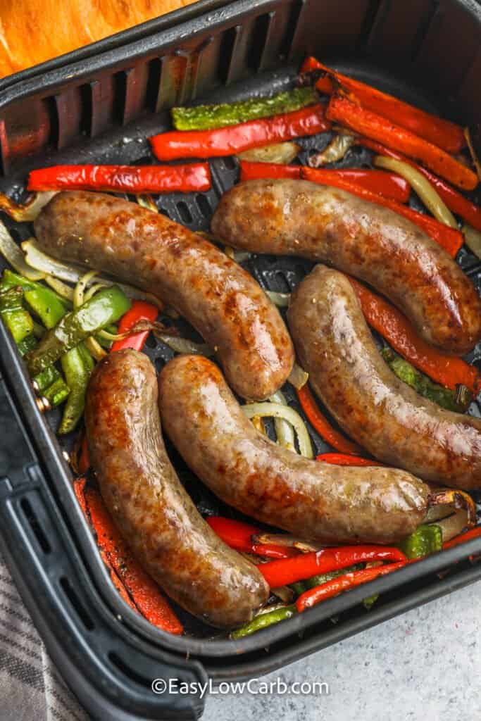 Air Fryer Brats With Peppers And Onions Easy Low Carb