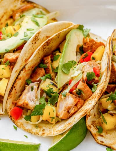 grilled fish tacos on a plate