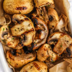 Grilled mushrooms in a serving dish