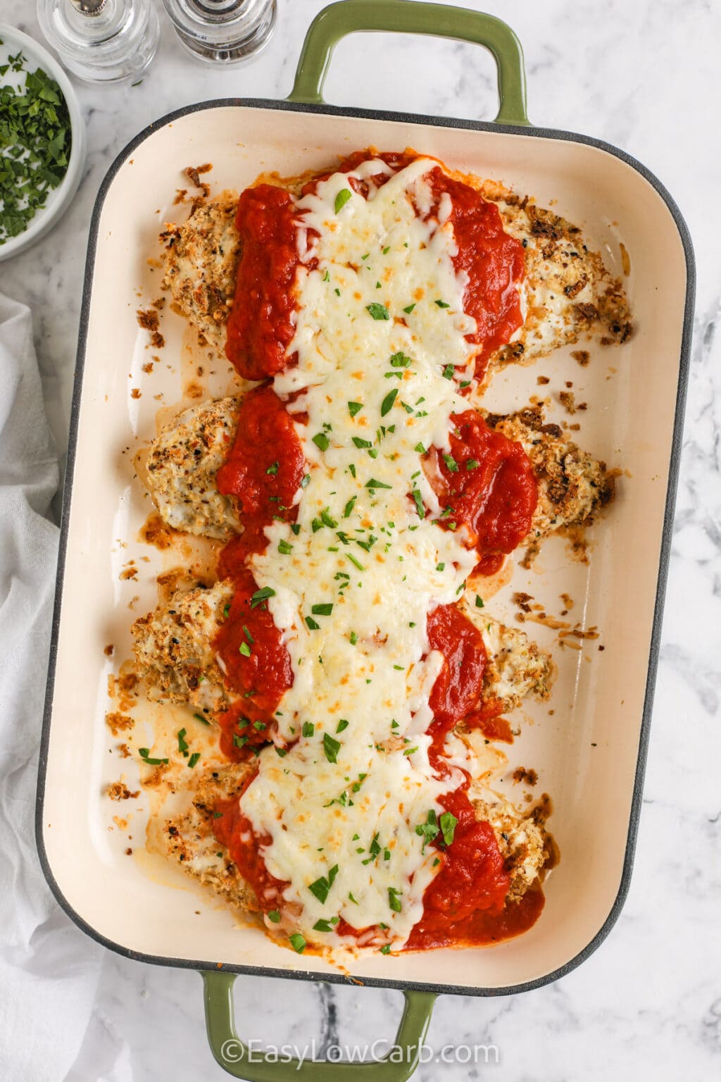 Low Carb Baked Chicken Parmesan (So Crispy!) - Easy Low Carb