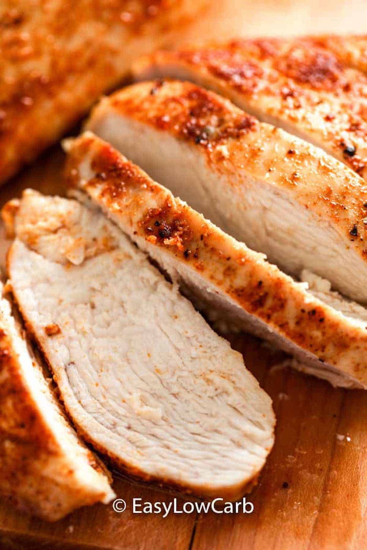 close up of juicy Air Fryer Chicken Breasts