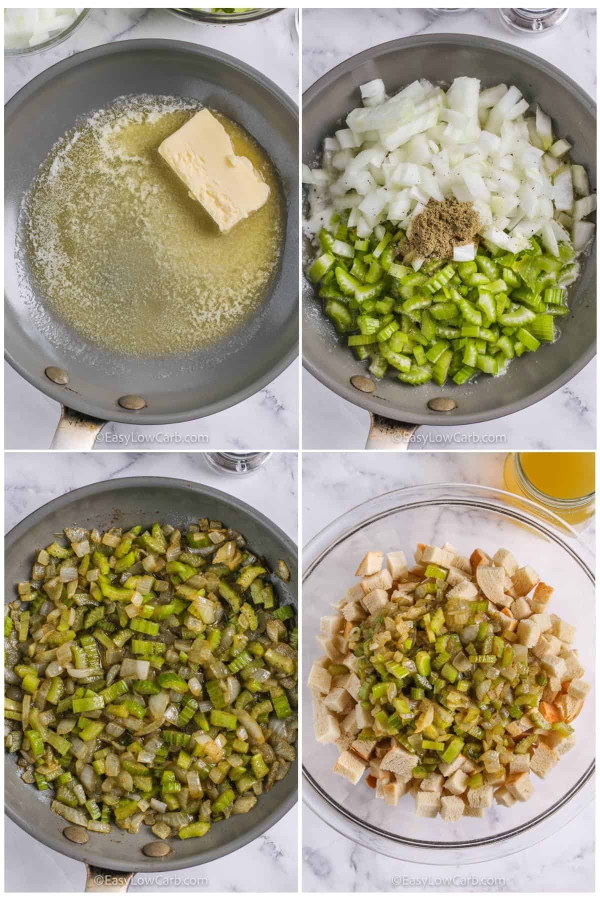 process of adding ingredients together to make Keto Stuffing