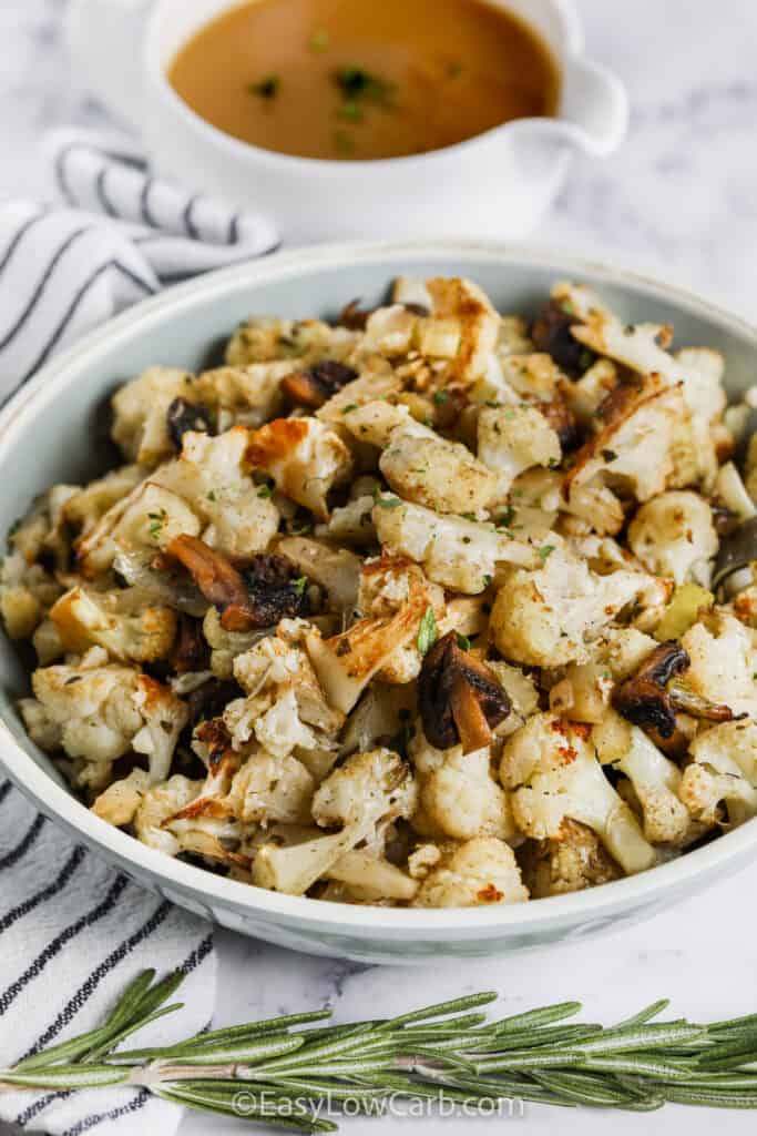Keto Cauliflower Stuffing(Savory Holiday Side!) Easy Low Carb