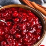 Keto Cranberry Sauce in a bowl with a spoon