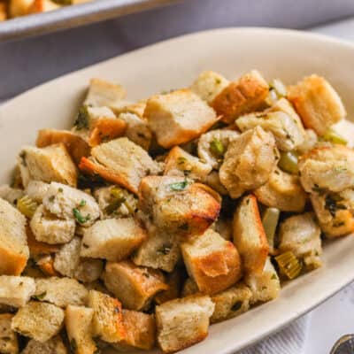 close up of Keto Stuffing in a dish