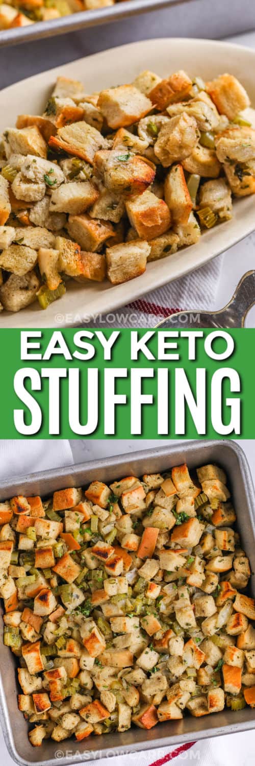 Keto Stuffing in the pan and plated