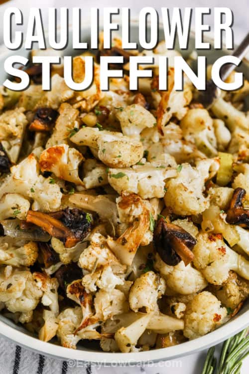 plated Cauliflower Stuffing with a title