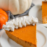 slice of Keto Pumpkin Pie Recipe on a plate