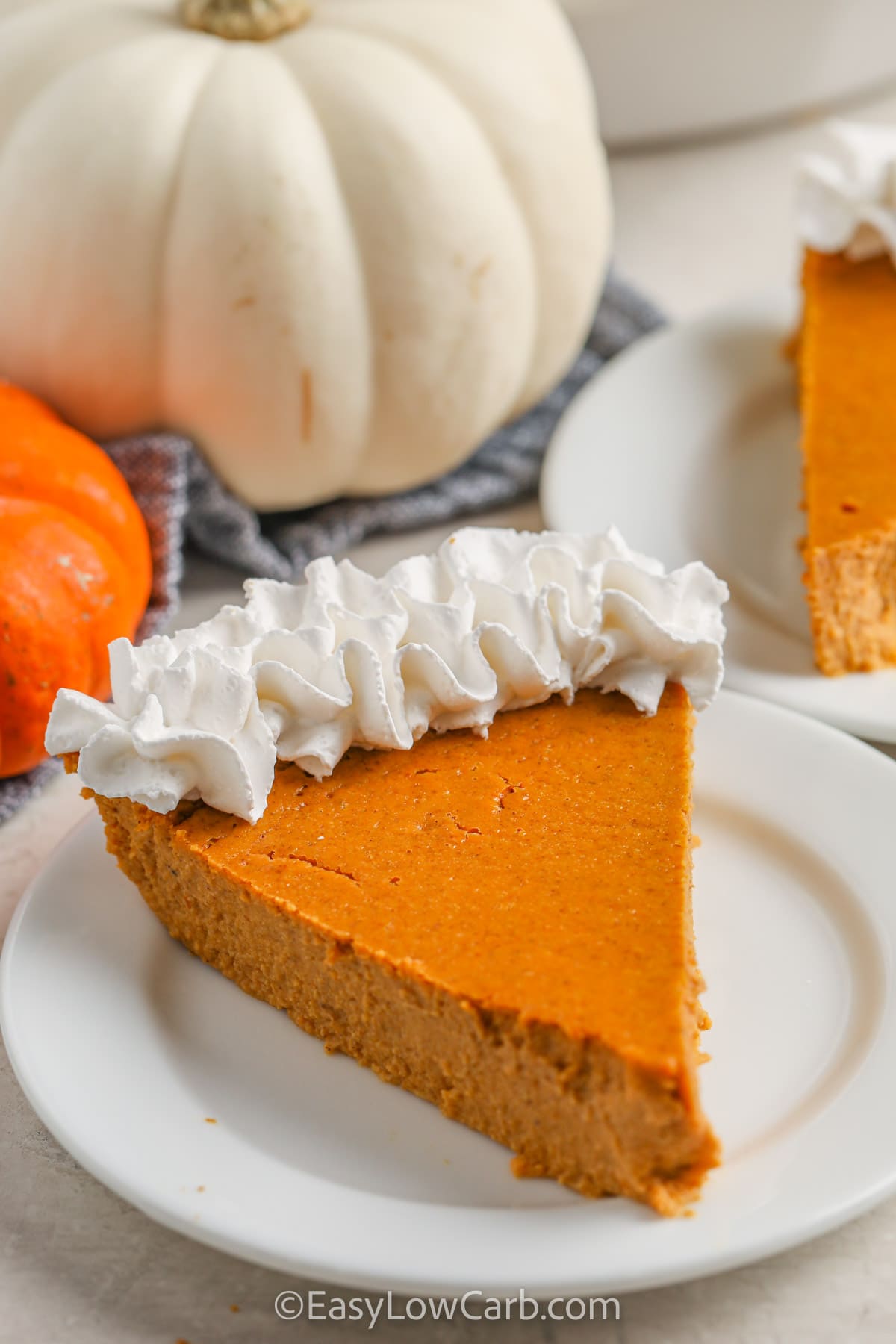 slice of Keto Pumpkin Pie Recipe on a plate