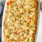 cooked Cauliflower au Gratin in the dish