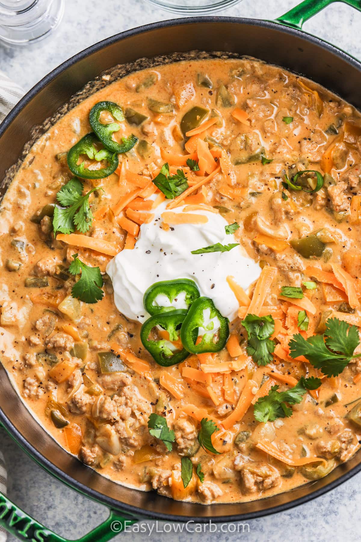 pan of Keto White Chicken Chili