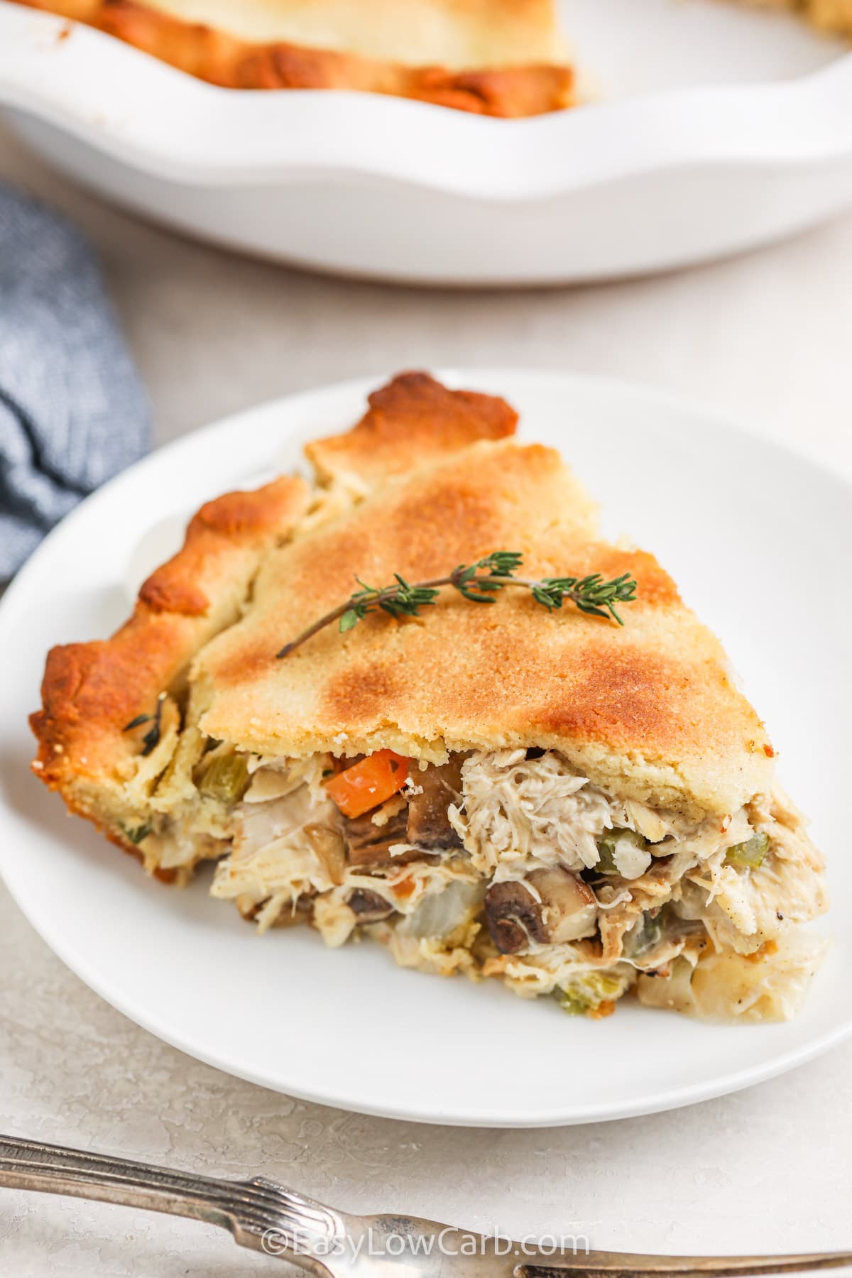 plated slice of Low Carb Chicken Pot Pie