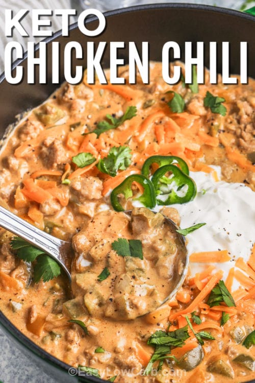 Keto White Chicken Chili with a title