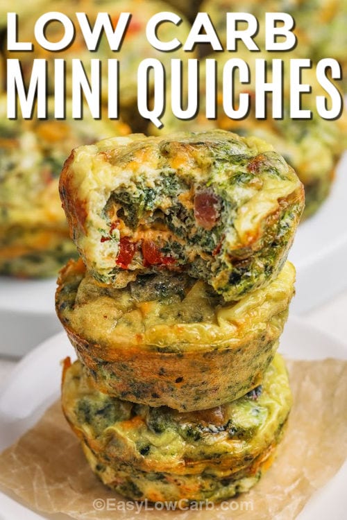 stack of Mini Quiches with a title