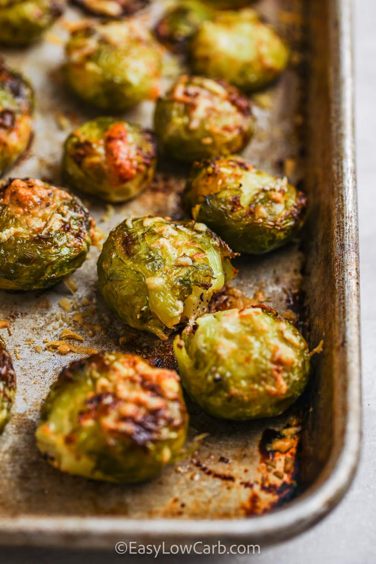 close up of cooked Smashed Brussels Sprouts