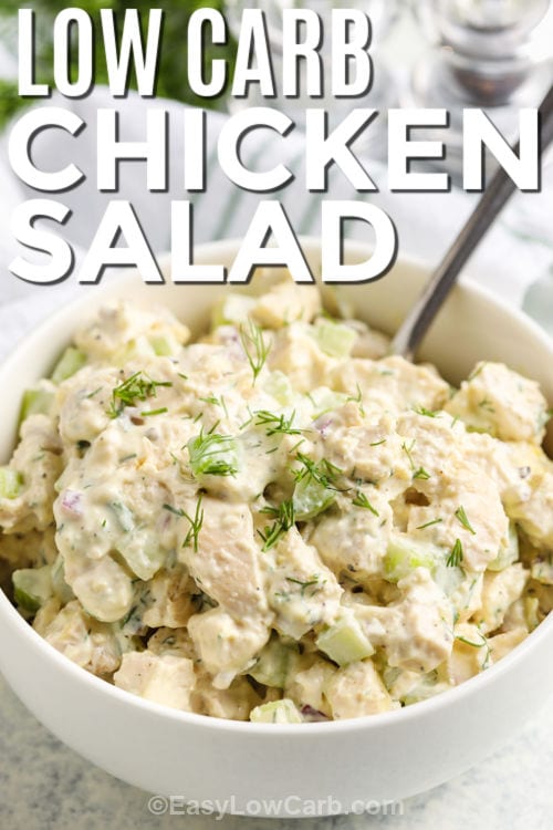 plated Chicken Salad Recipe with a title