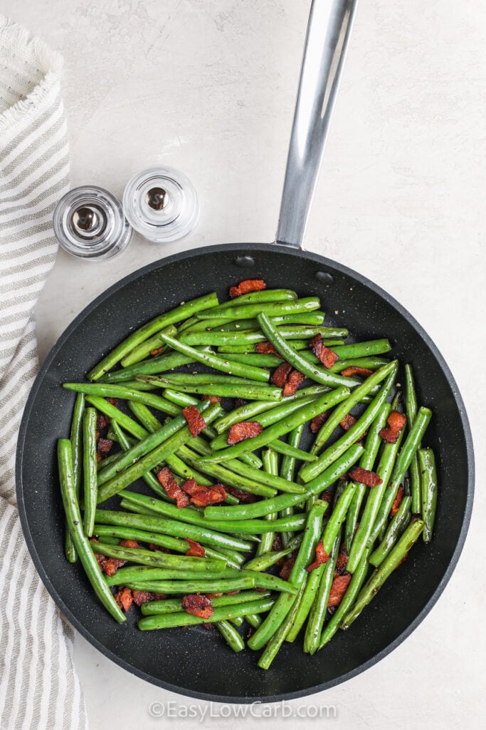 Bacon Green Beans cooked in the pan