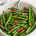 close up of Bacon Green Beans in a bowl