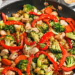 close up of Ginger Chicken Stir Fry Recipe in the pan
