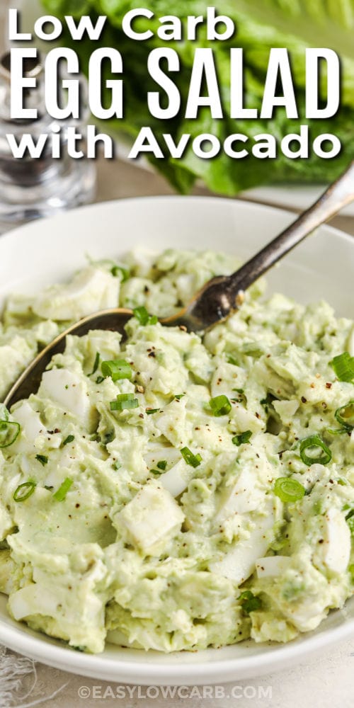 bowl of Avocado Egg Salad with writing