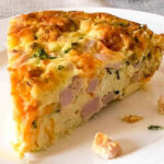 slice of Crustless Ham and Cheese quiche