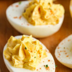 close up of Keto Deviled Eggs