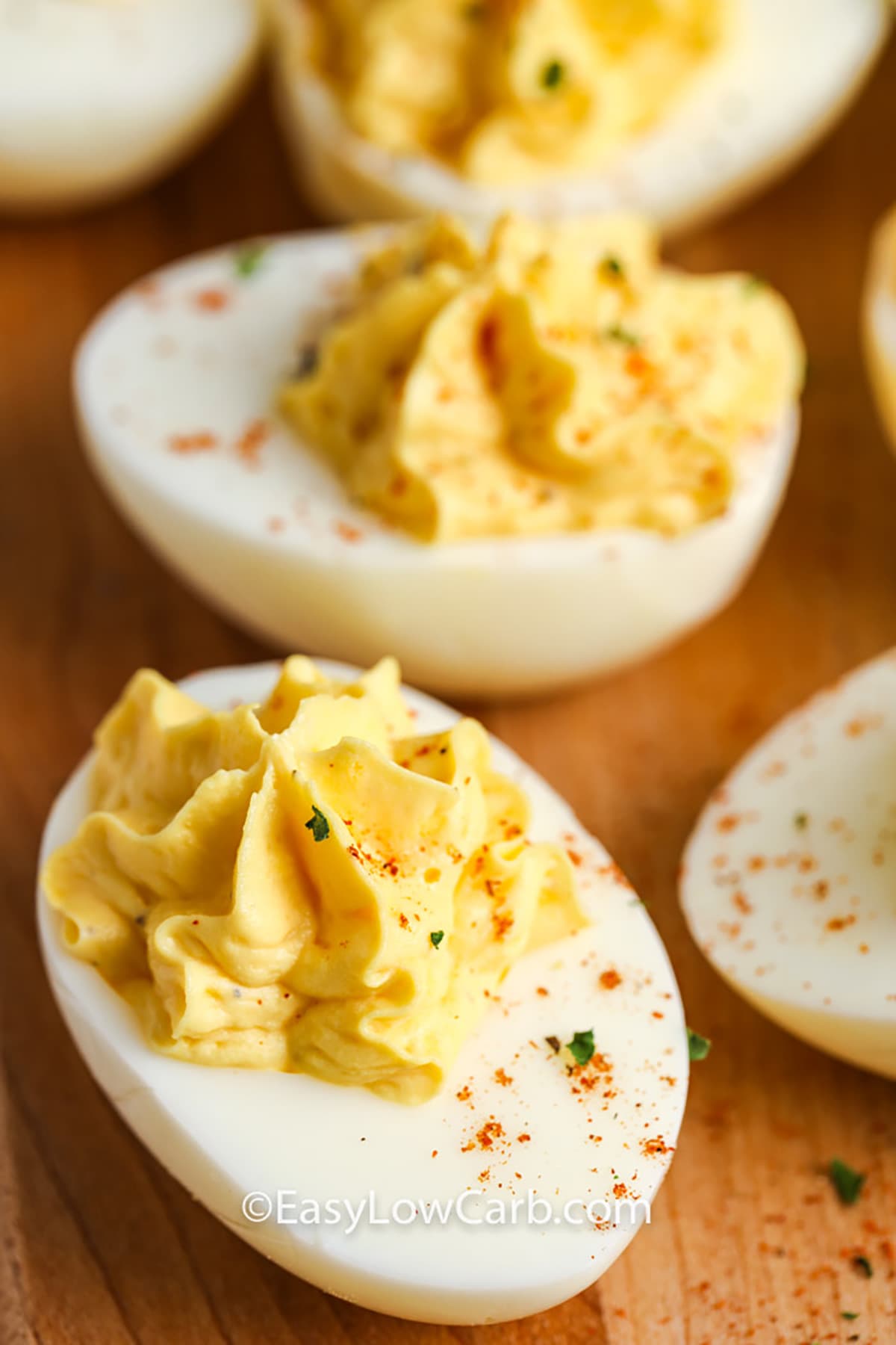 close up of Keto Deviled Eggs