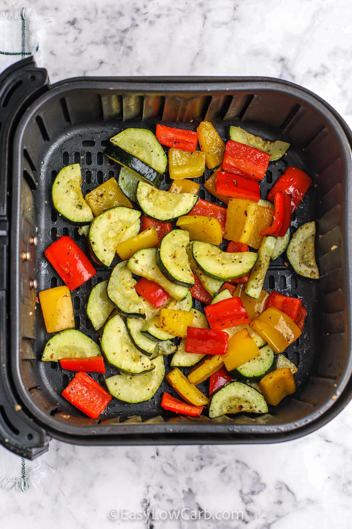 Air Fryer Roasted Vegetables cooked in the fryer
