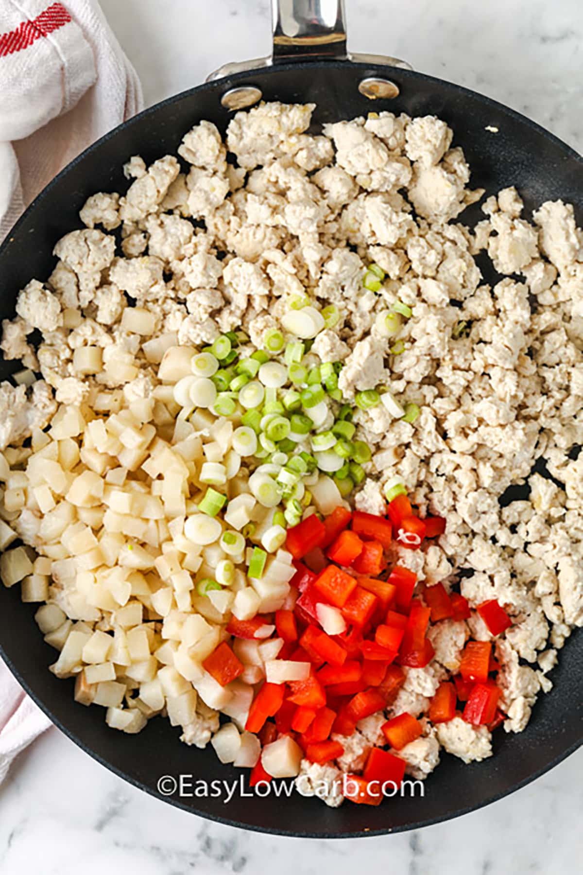 ingredient in a pan to make Easy Chicken Lettuce Wraps