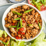 Easy Chicken Lettuce Wraps and bowl with filling