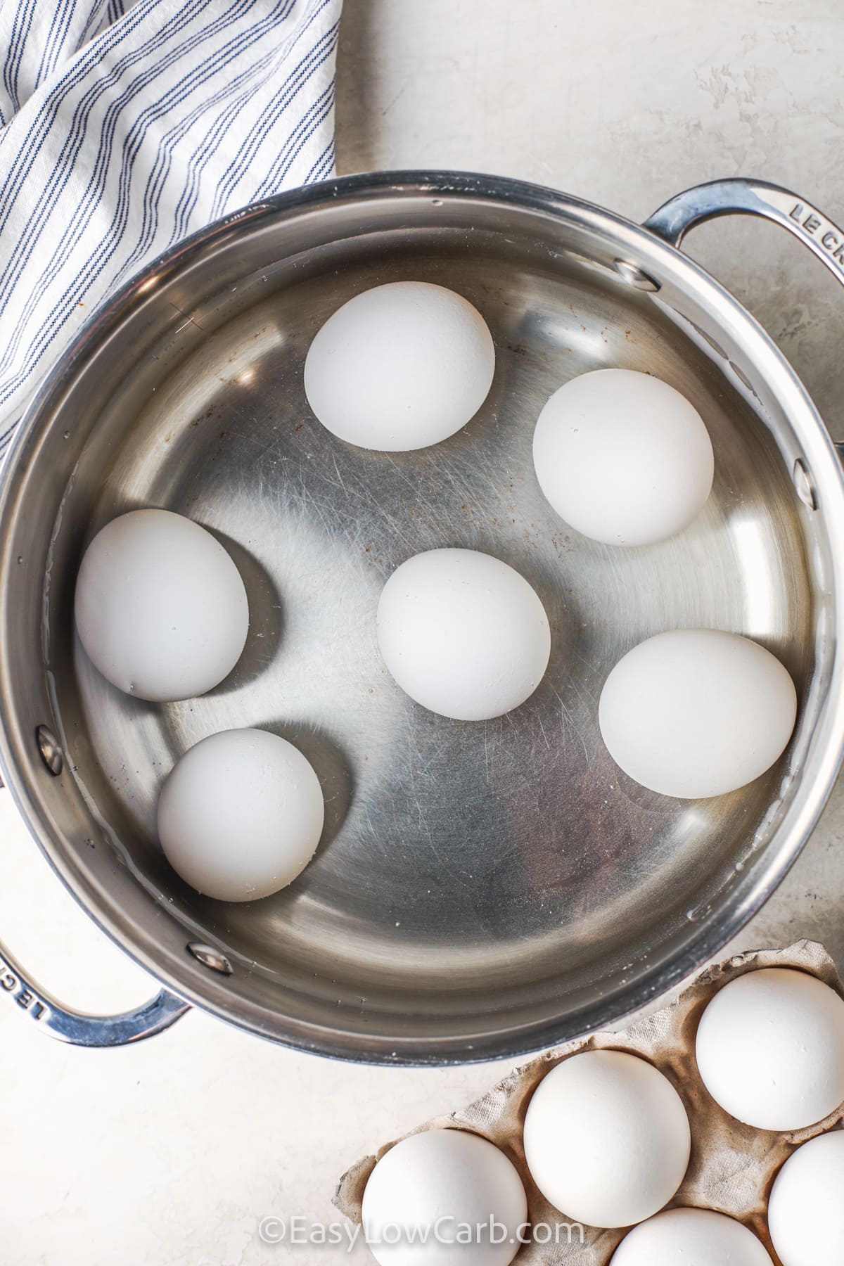 eggs in a pot with water to make Easy Hard Boiled Eggs