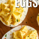 seasoned Keto Deviled Eggs with a title