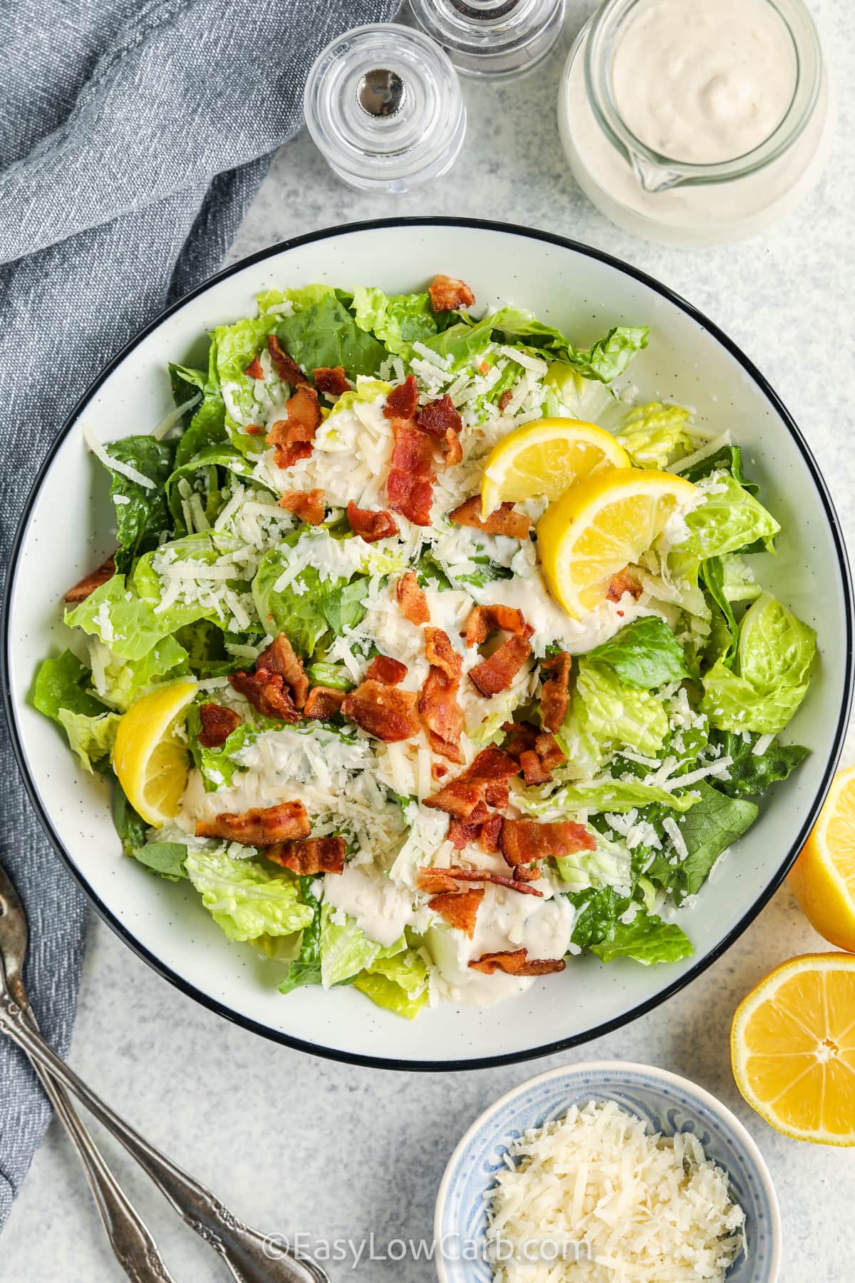 top view of Low Carb Caesar Salad Recipe