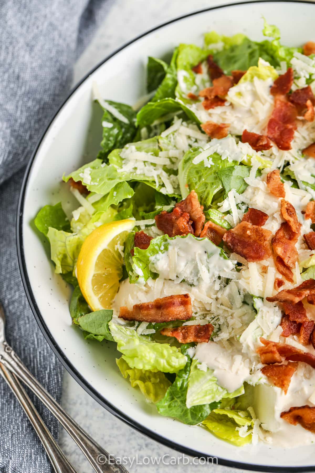 Low Carb Caesar Salad Recipe with bacon