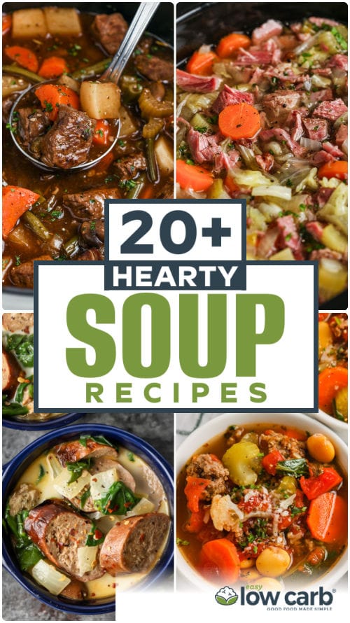 images of Hearty Soup Recipes with writing