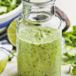 Avocado Lime Dressing with some on a spoon