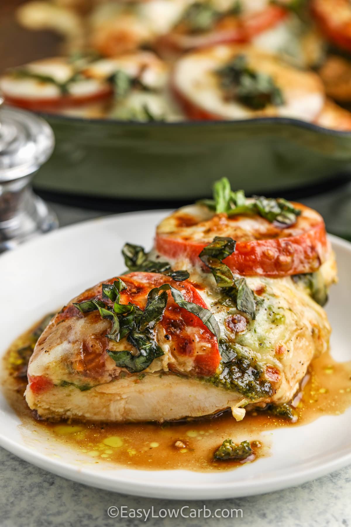 close up of Caprese Chicken Recipe on a plate