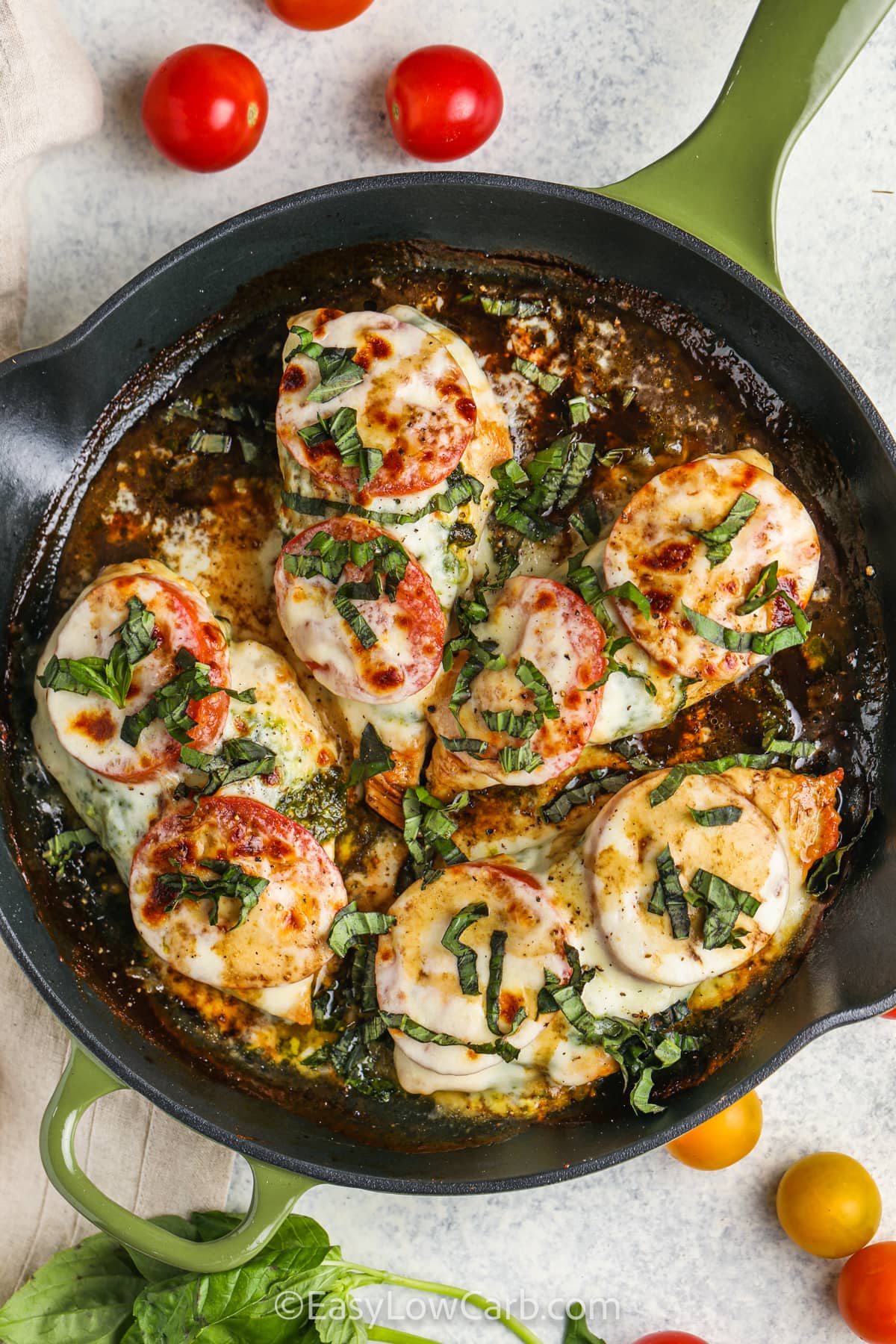 cooked Caprese Chicken Recipe in the pan