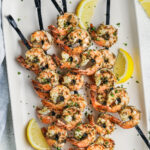 top view of Grilled Shrimp Kabob Recipe on a plate