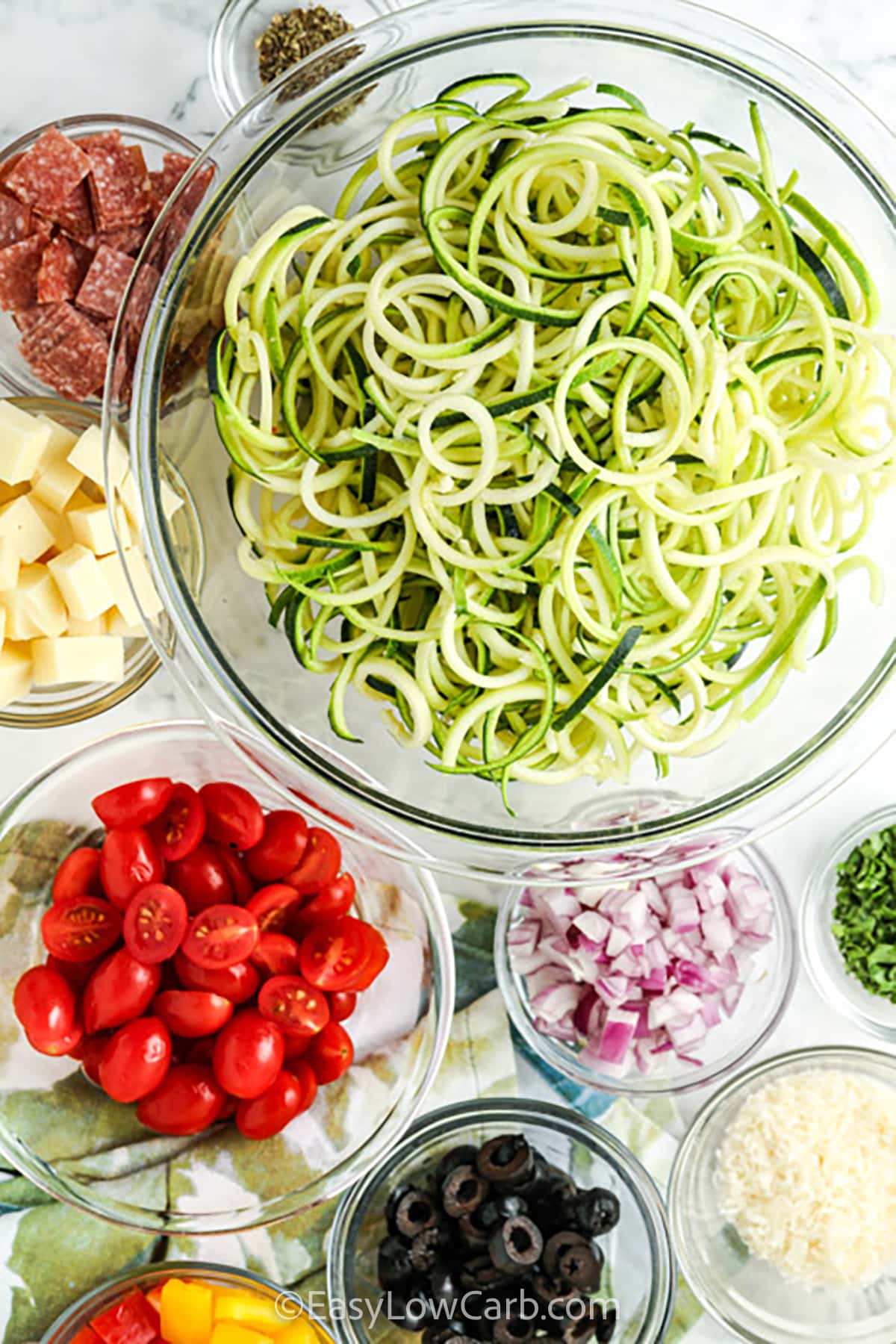 ingredients to make Zucchini Pasta Salad